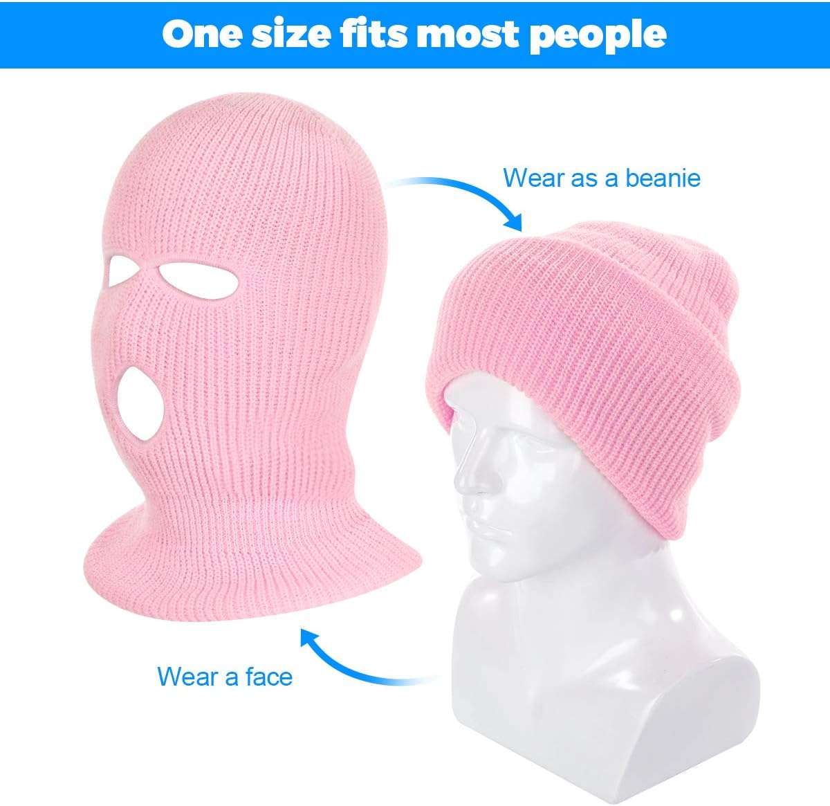 Tmflexe 3-Hole Full Face Ski Mask Winter Balaclava Cap