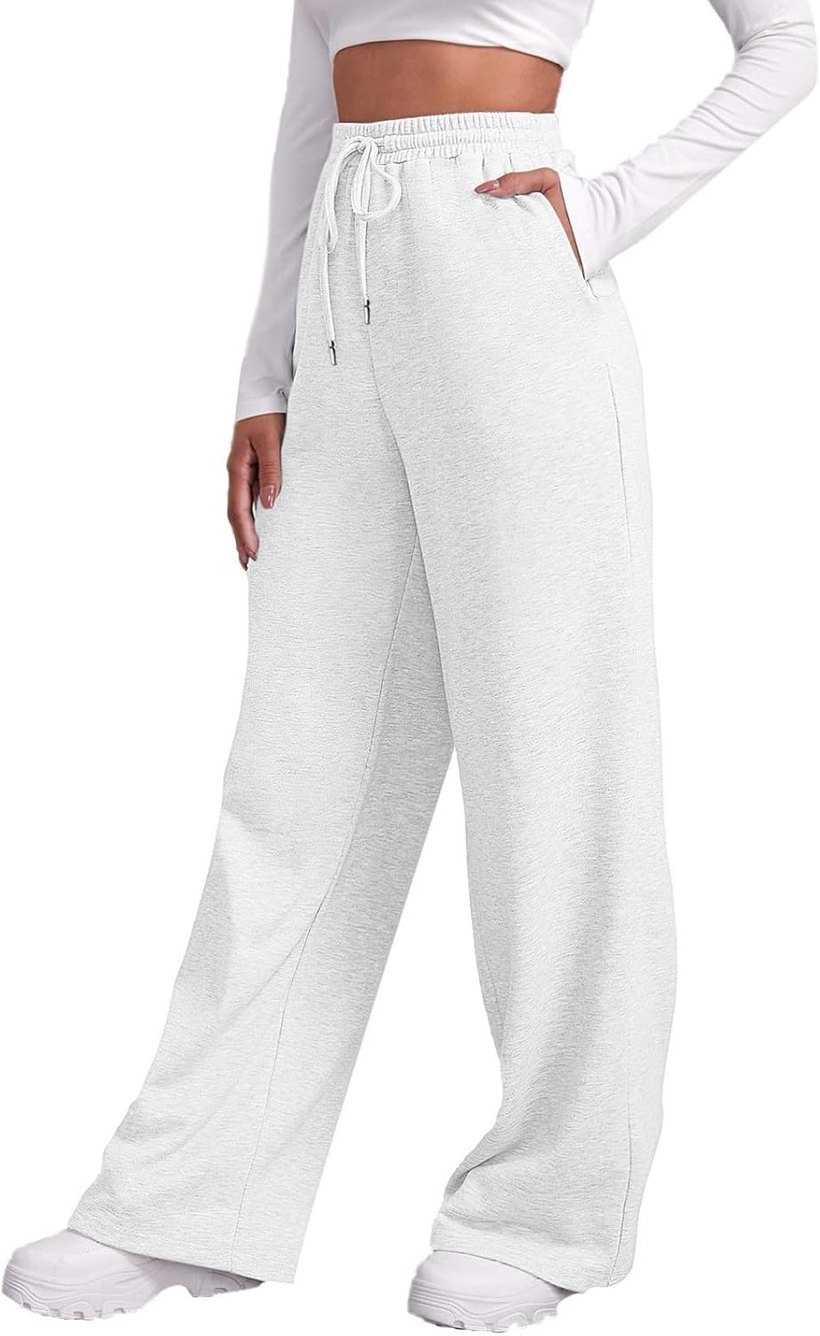 Premium Womens Wide Leg Fleece Joggers with Elastic Waistband and Cozy Design