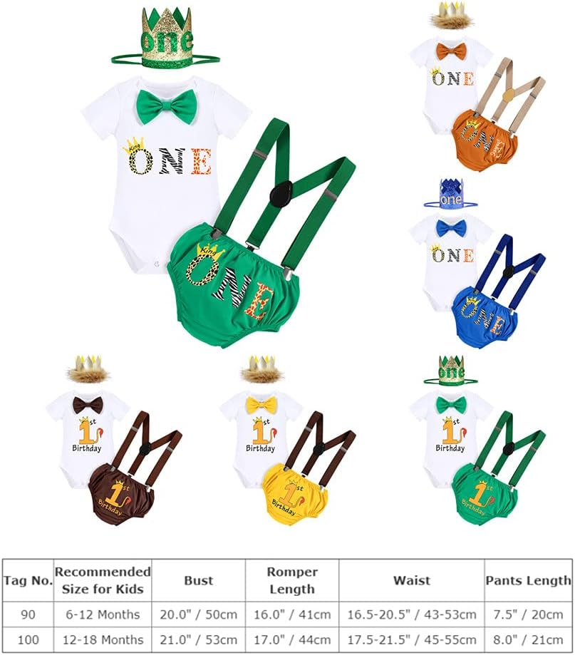 Chic Cake Smash Jungle Party Outfit for Baby Boy 1st Birthday
