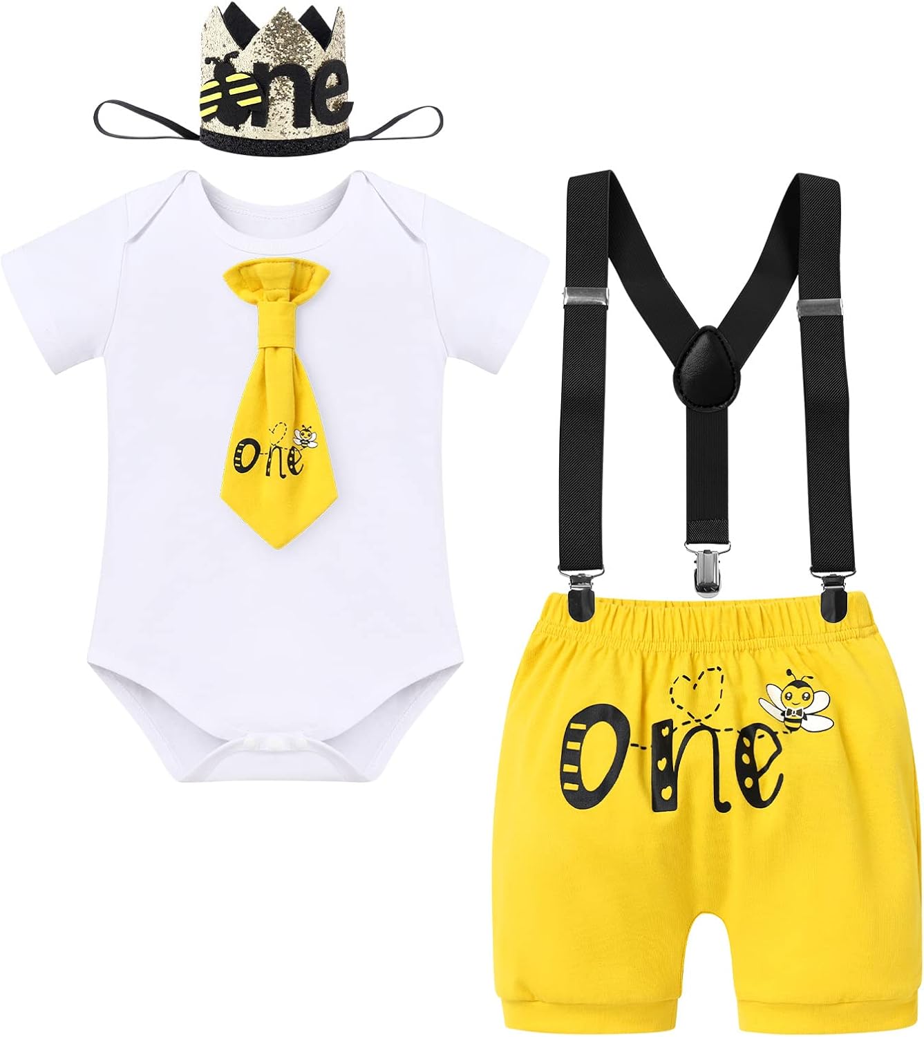 Its My 1st Bee Day Baby Boy Romper Set