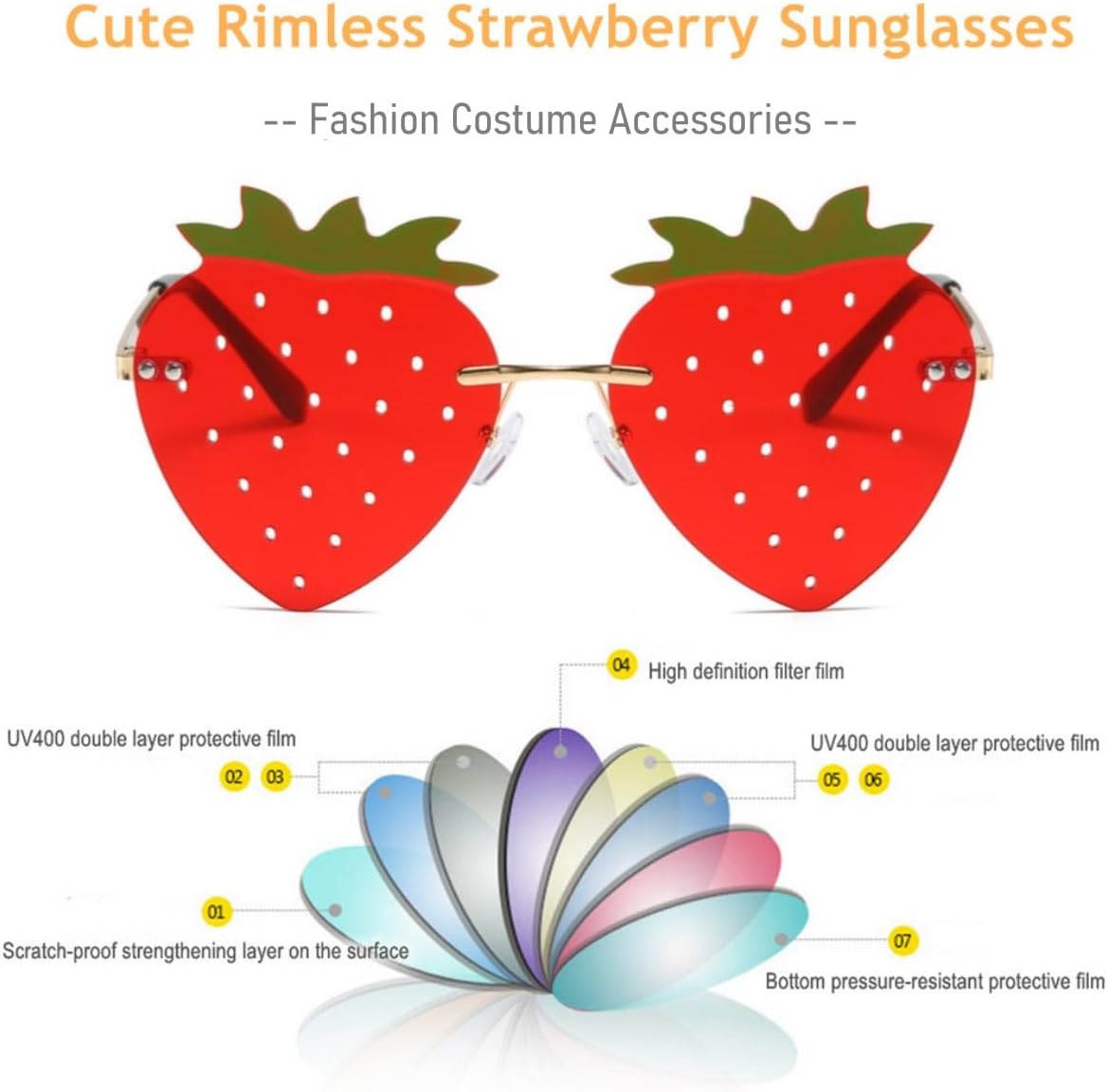 Cute Strawberry Sunglasses for Women Men