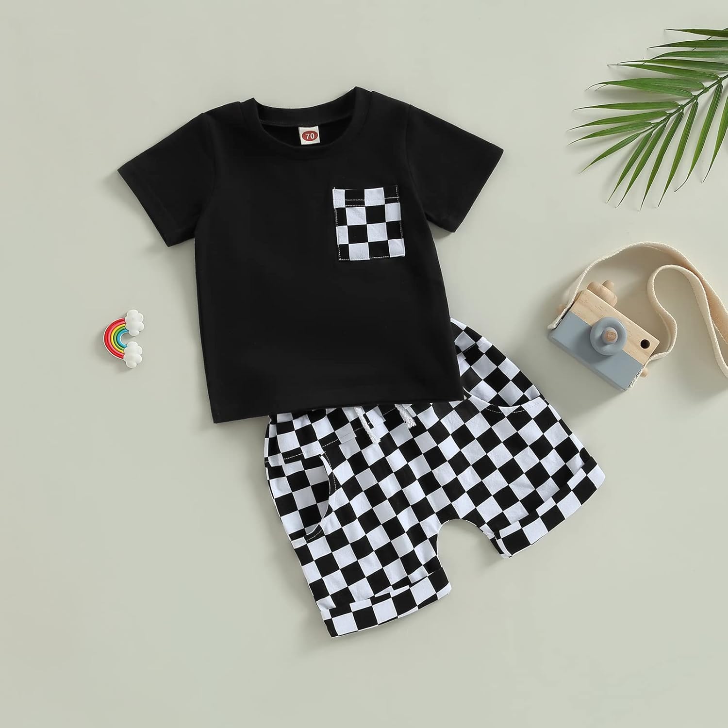 Gueuusu Toddler Boy Summer Outfit Plaid Design