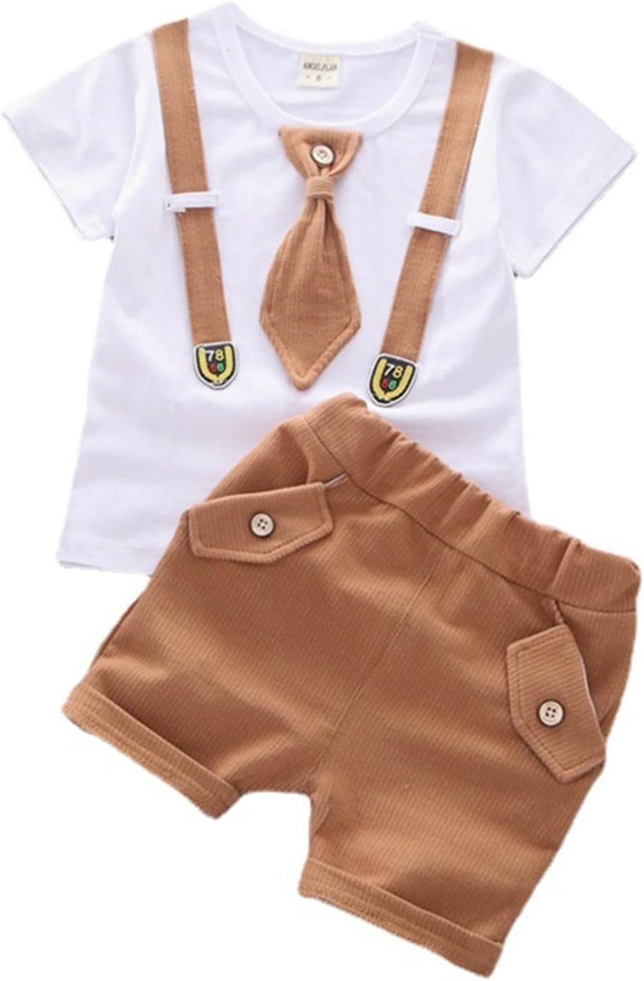 Patchwork Bowtie Casual Toddler Boys ShortSets