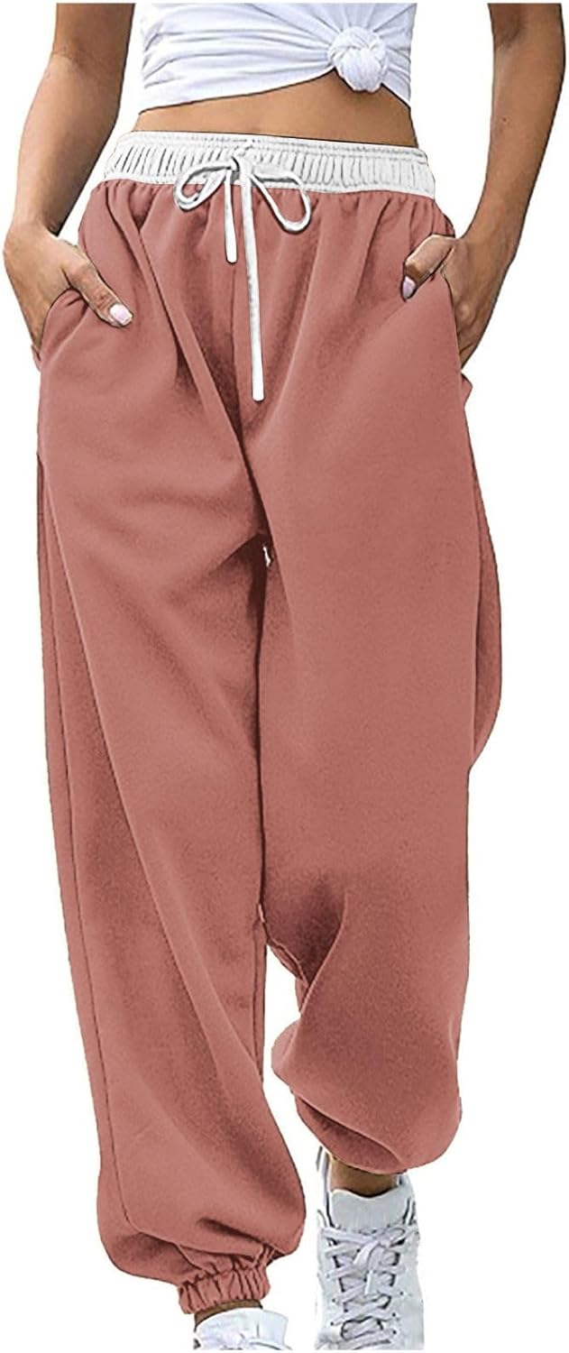 Wide-Leg Plus-Size Running Sweatpants with Pockets for Women