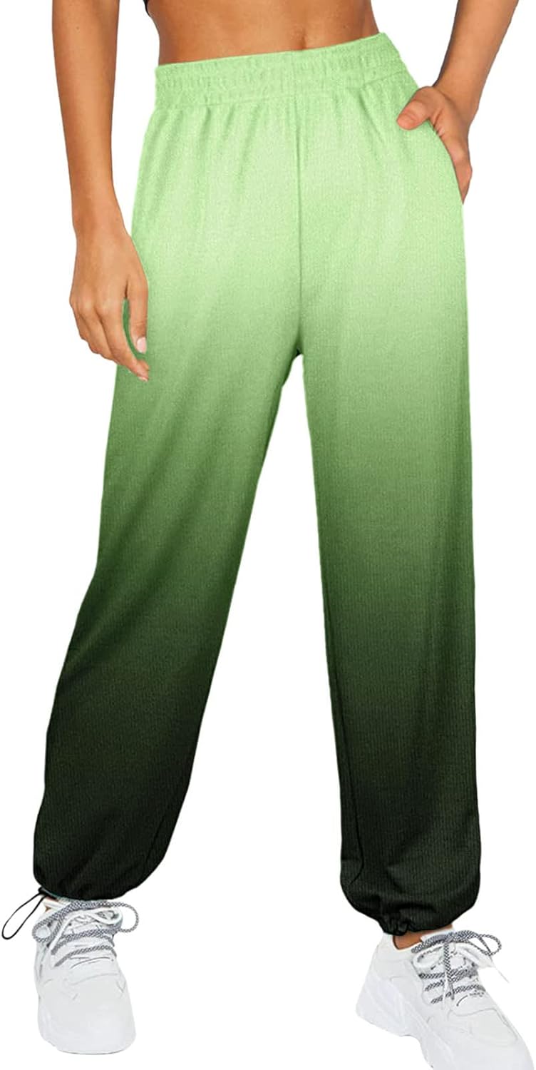 Tall Womens Sweatpants - Baggy High Waisted Cinch Bottom Joggers with Pockets