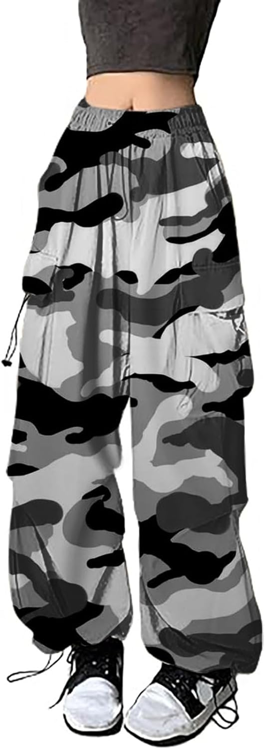 SDBRLD Wide Leg Cargo Sweatpants Women Camo Design Y2K Trendy