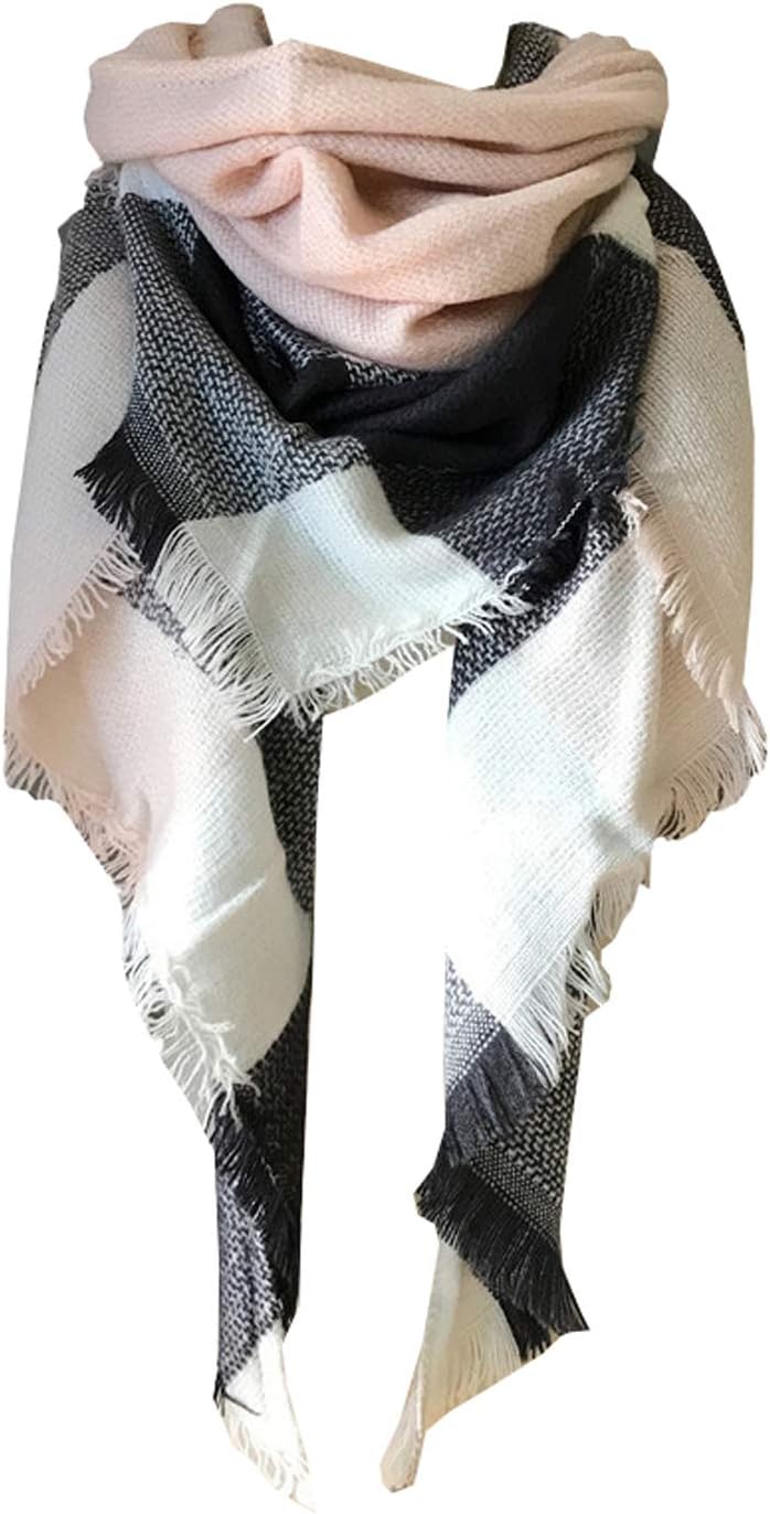 Wander Agio Womens Warm Plaid Long Shawl Wrap