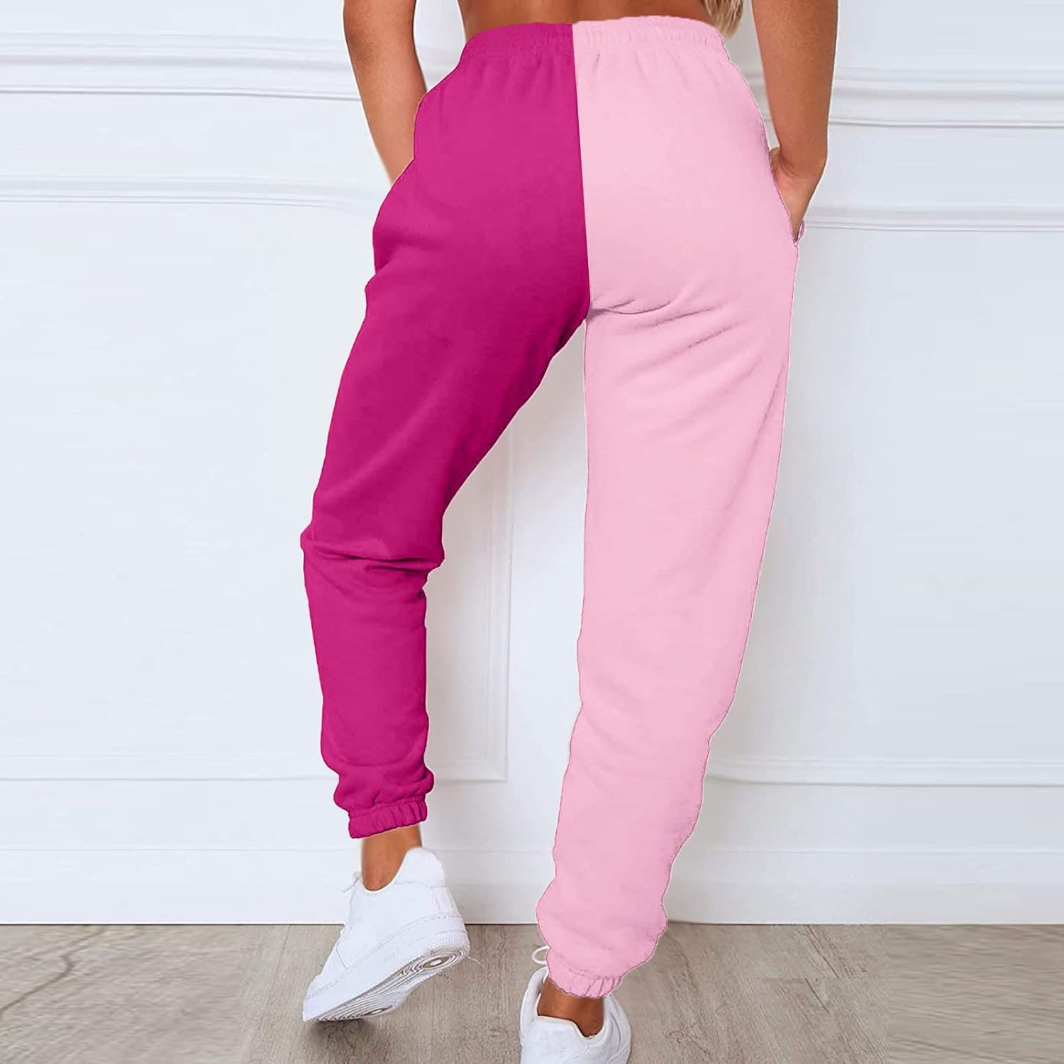 Womens Color Block Patchwork Joggers