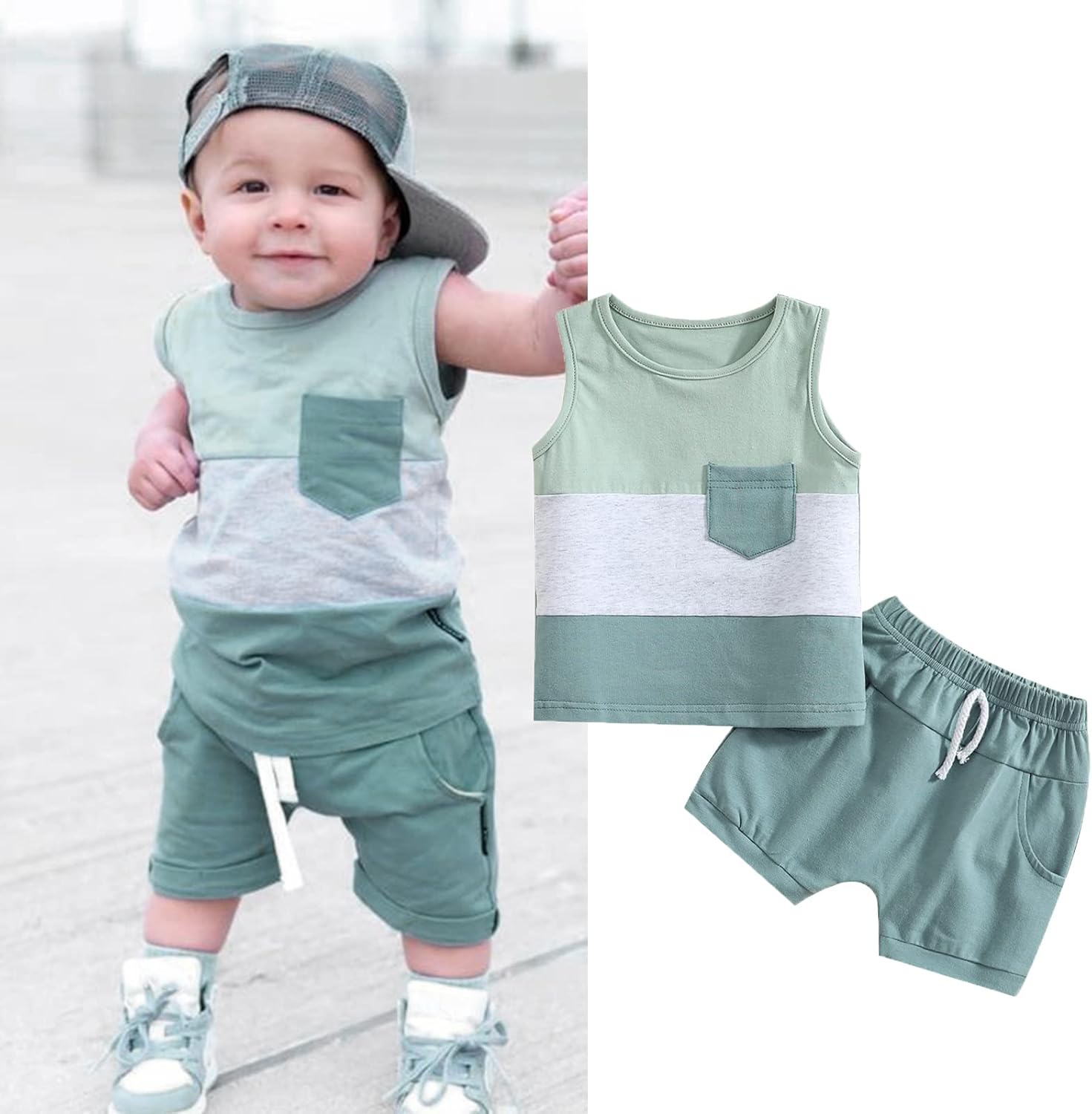 Summer Fun Karesoull toddler boys short set for baby