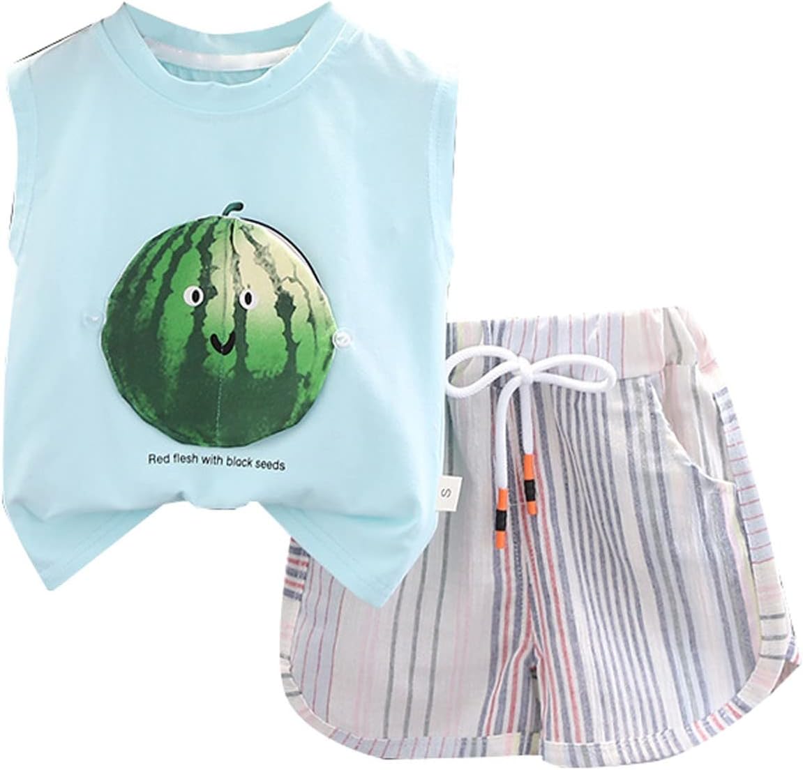 Sleeveless T-Shirt Tie Shorts Set for Baby Boys