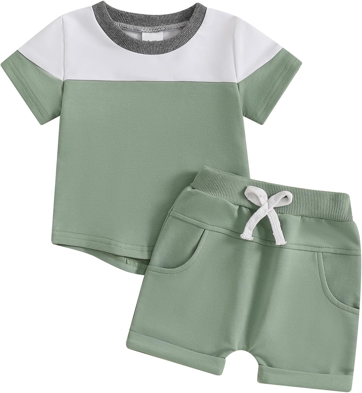Breathable Contrast Color Toddler Boys 2PC Summer Set