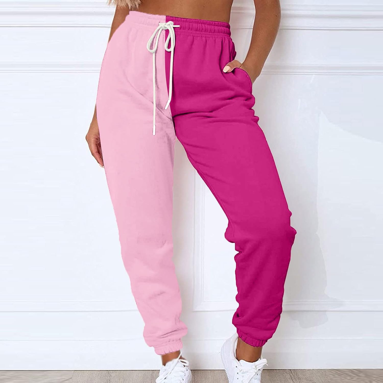 Womens Color Block Patchwork Joggers