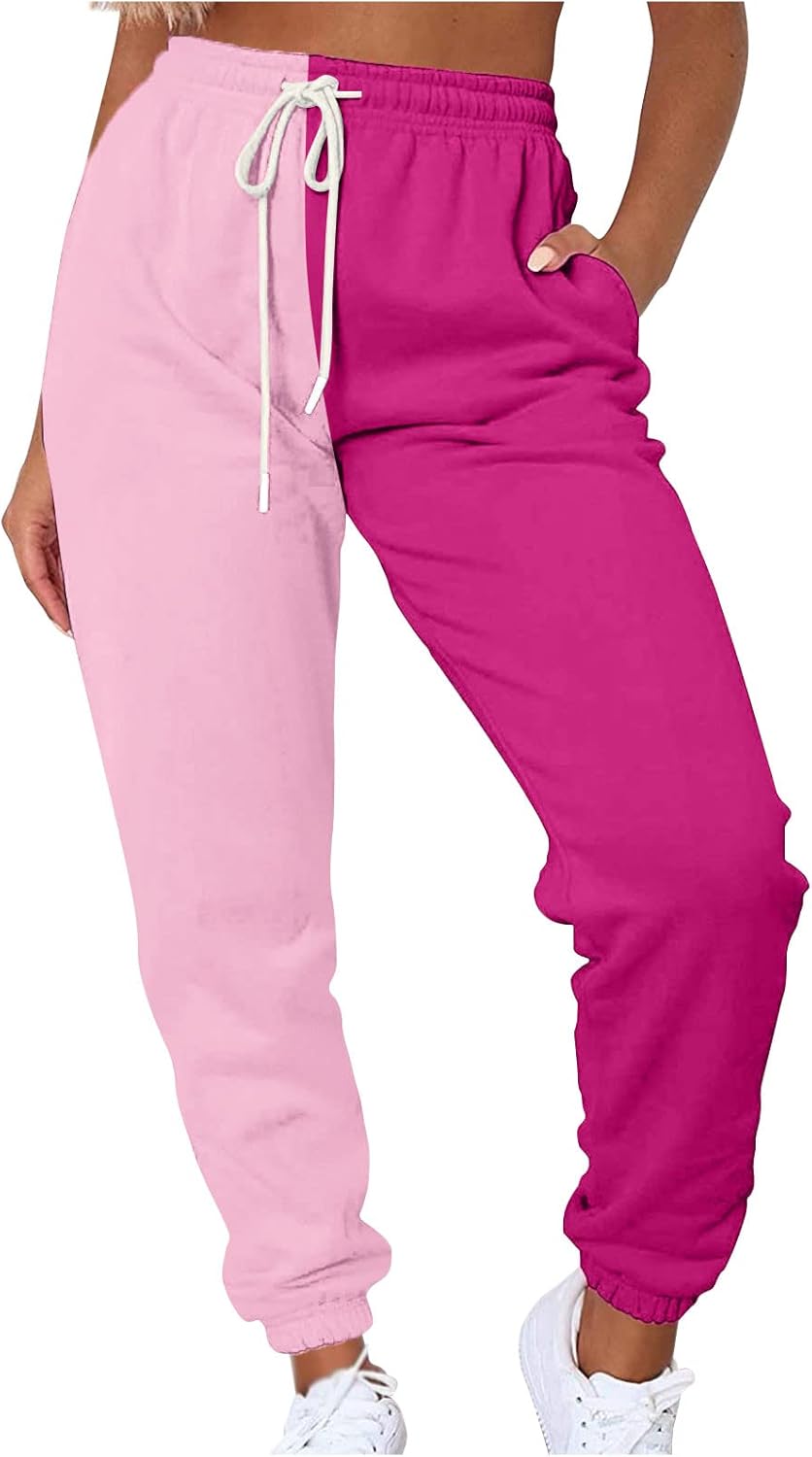 Womens Color Block Patchwork Joggers