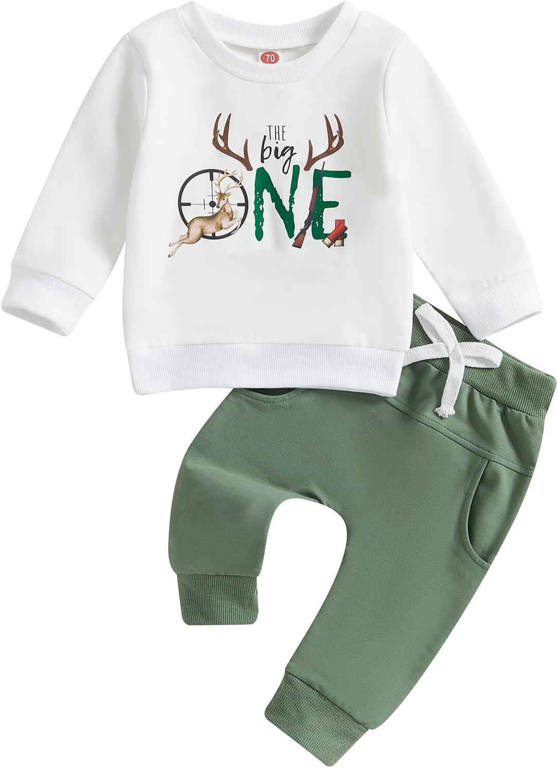 Baby Boy First Birthday Outfit - Red Reindeer Sweater Elves Pants Set
