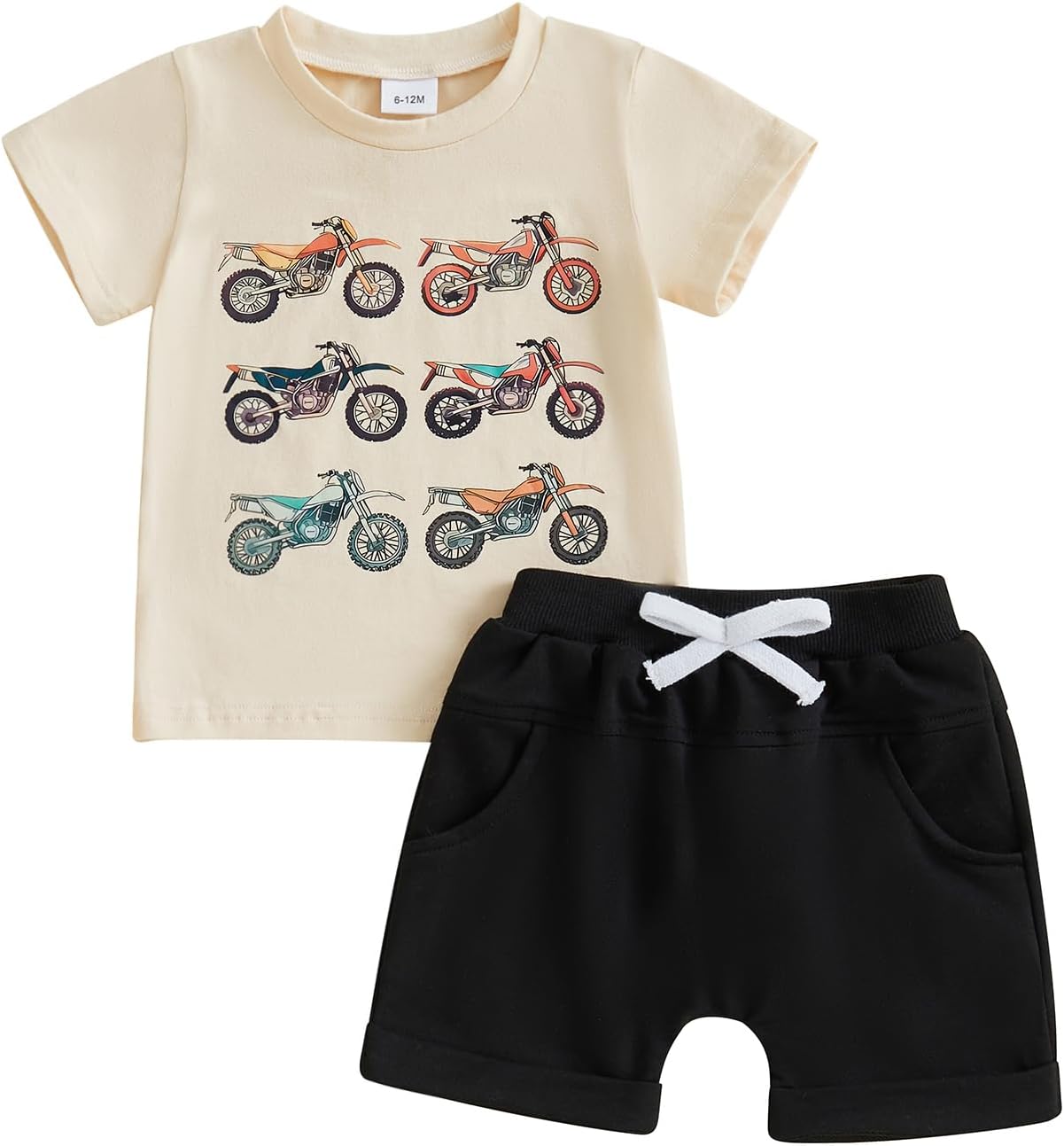 Baby Toddler Boys Motorcycle Print Summer Outfits Set