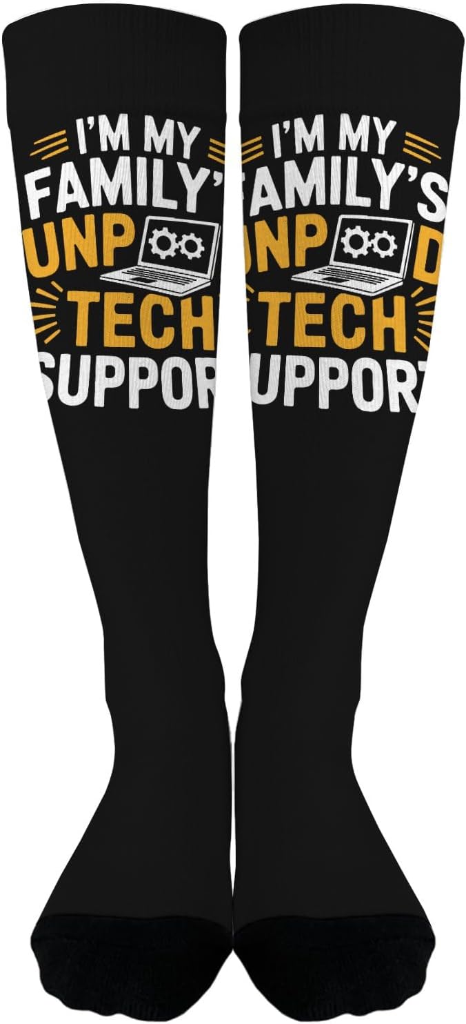Unpaired Techs Funny Knee High Socks for Men Women