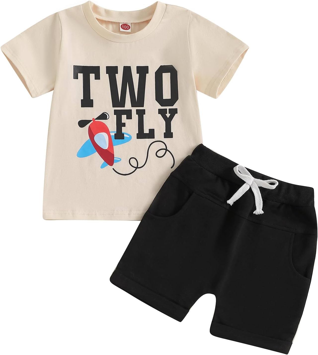 Comfortable Toddler Boy Birthday Outfit - Airplane Letter Print