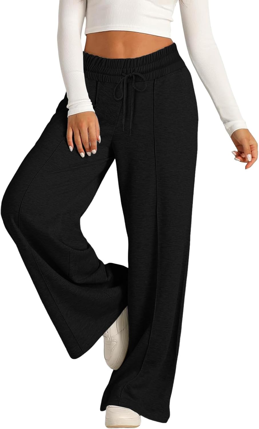 Mens Wide Leg Flared sweatpants with drawstring