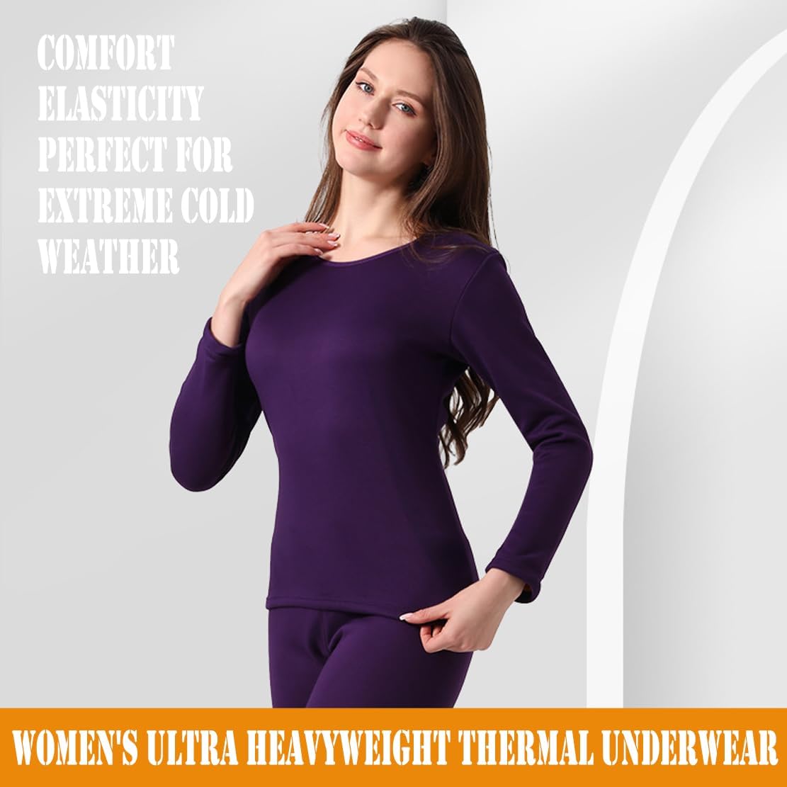 Ouruikia Womens Thermal Underwear Set for Extreme Cold Weather