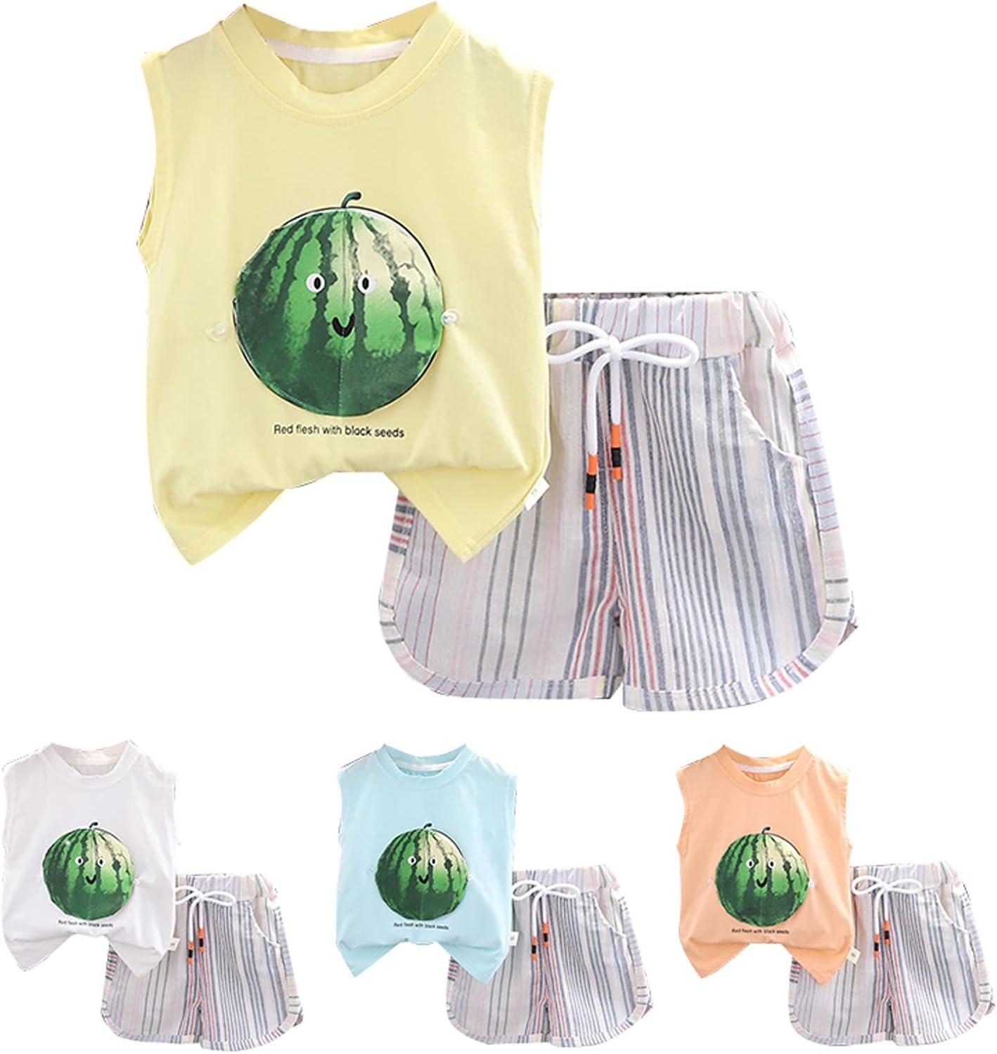 Sleeveless T-Shirt Tie Shorts Set for Baby Boys