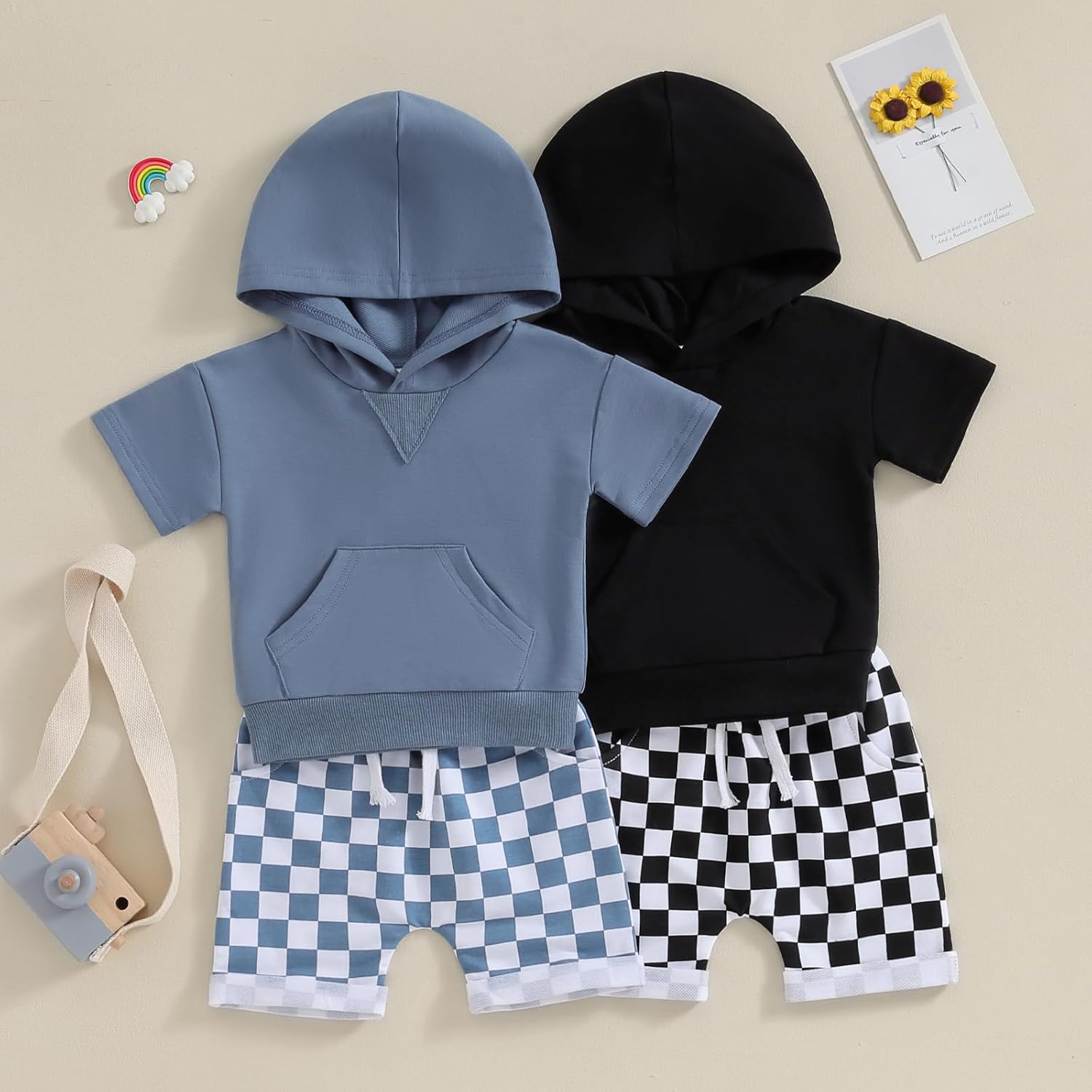 Toddler Baby Boy Summer Hooded Outfit 2Pcs Set