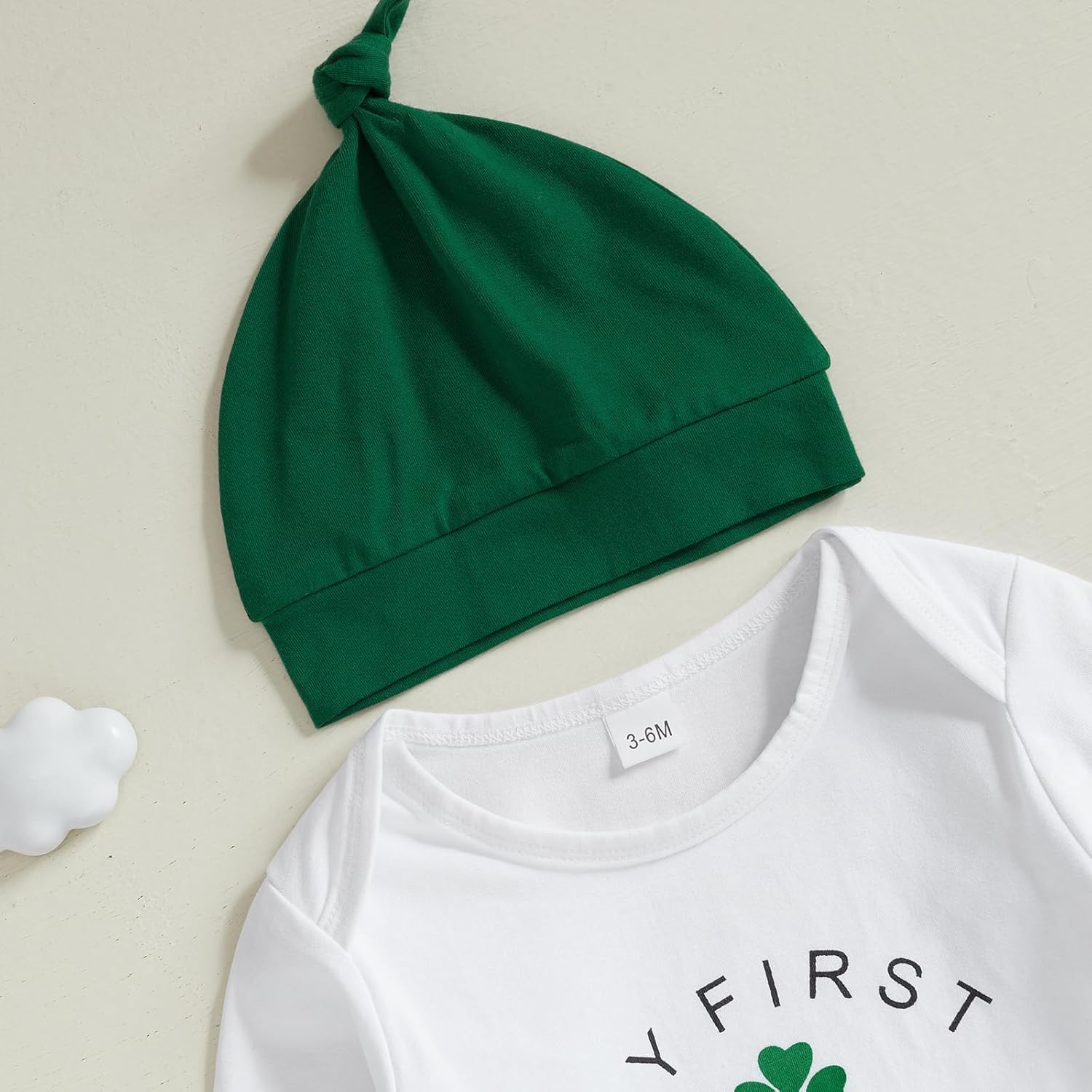 My First St Patricks Day Baby Boy Outfit - Clover Print Romper Set