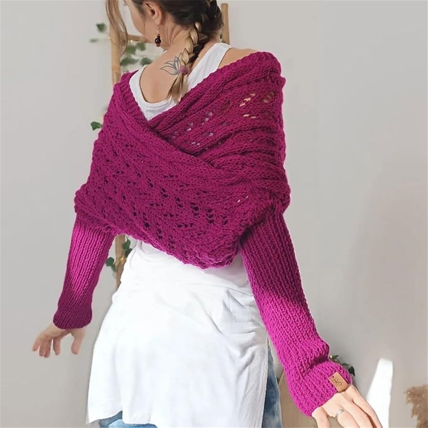 VYOYAO Knitted Cable Survash Wrap for Women Cold Weather