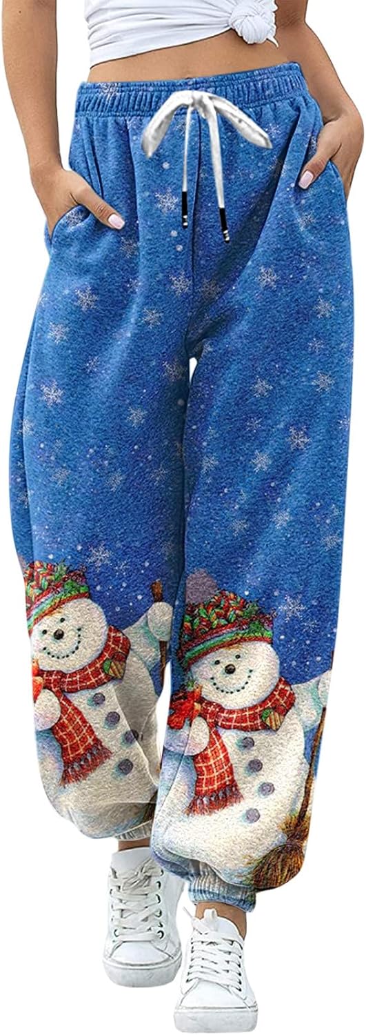 sdbrld High Waisted Womens Fleece Lined Christmas Pants