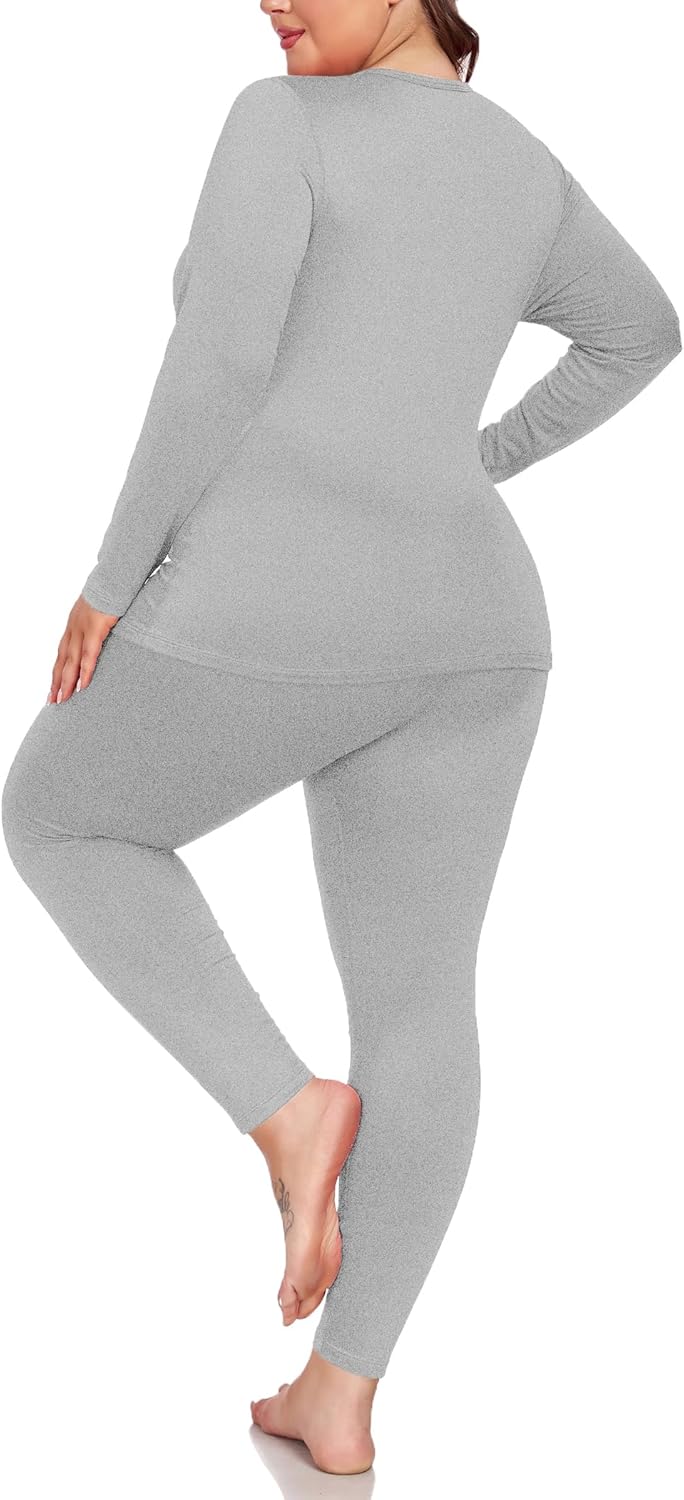 ForHailey Thermal Underwear Plus Size Womens Fleece Set