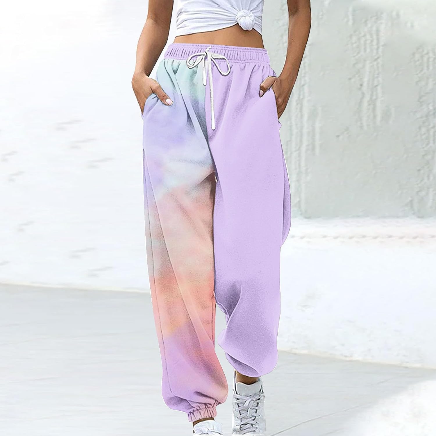Tie-Dye Workout Pants for Women Plus Size