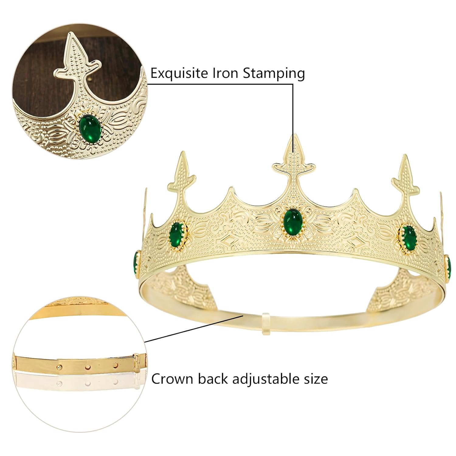 Metal Crown Headband for Men - Gold Crowns and Tiara