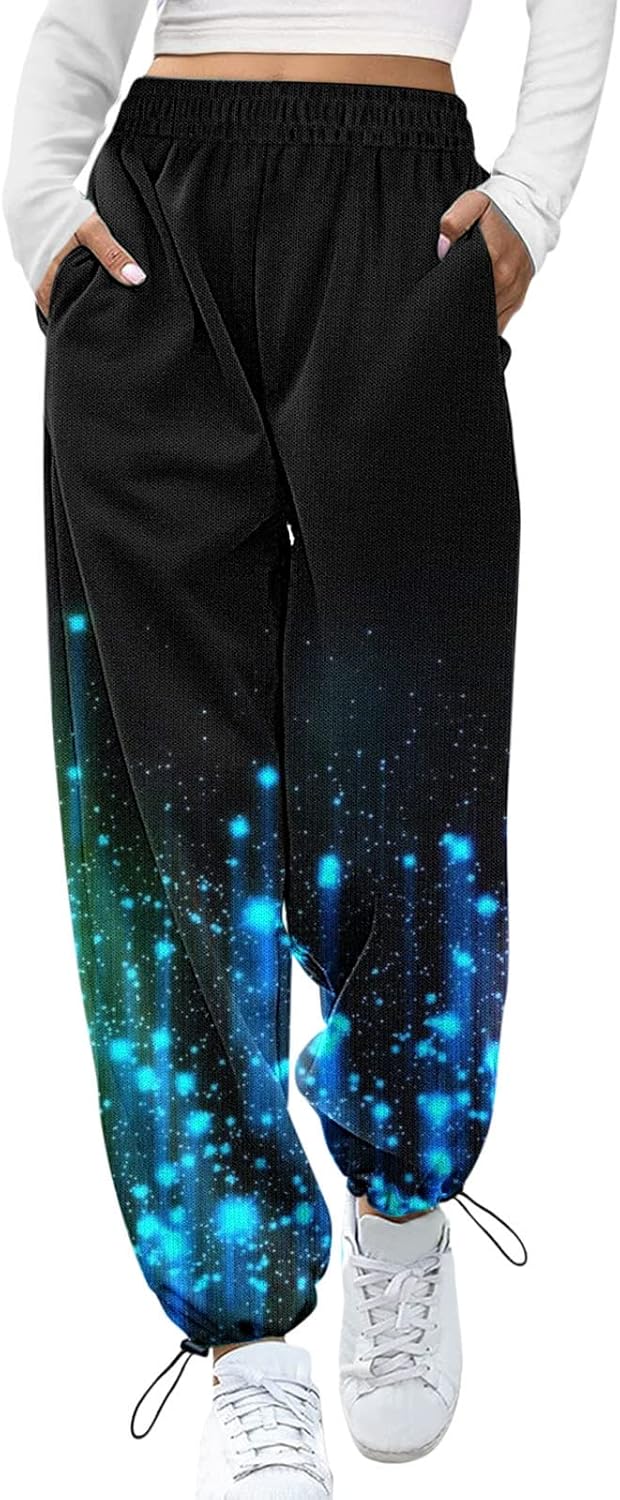 Womens High Waist Cotton Joggers with Pockets