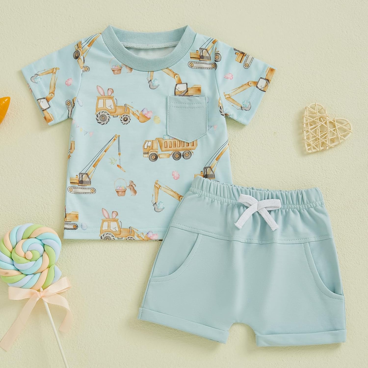 Chloefairy Toddler Boy Easter Outfit - CuteTee Shorts