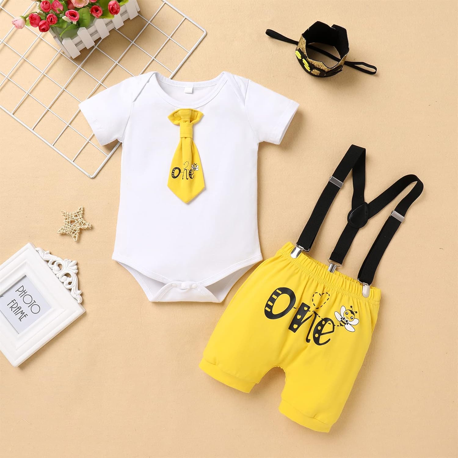 Its My 1st Bee Day Baby Boy Romper Set
