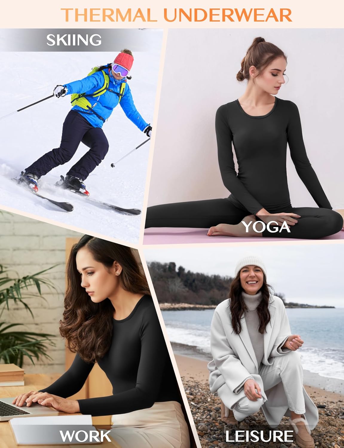 Comfortable Thermal Underwear Set for Women - Long Johns Base Layer