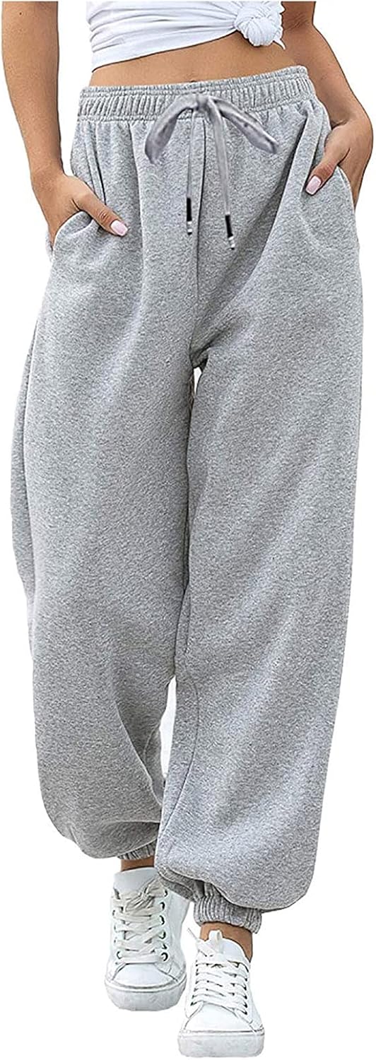Trendy Drawstring Sweatpants for Women - Baggy Joggers with Pockets