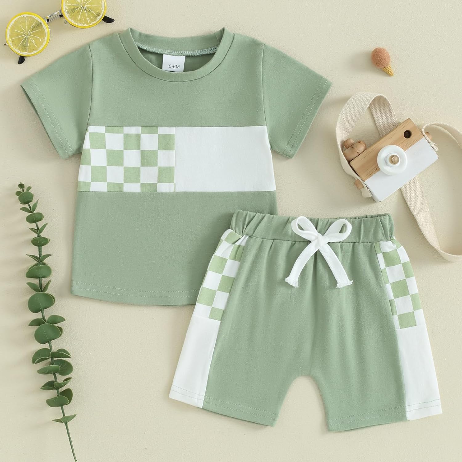 4th of July Toddler Boys Plaid Outfit Set