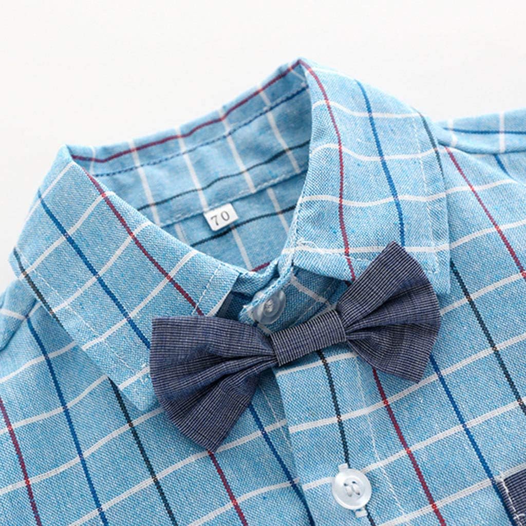 Infant Gentleman Sets Bow Tie Plaid T-Shirts Overalls 0-3 Years