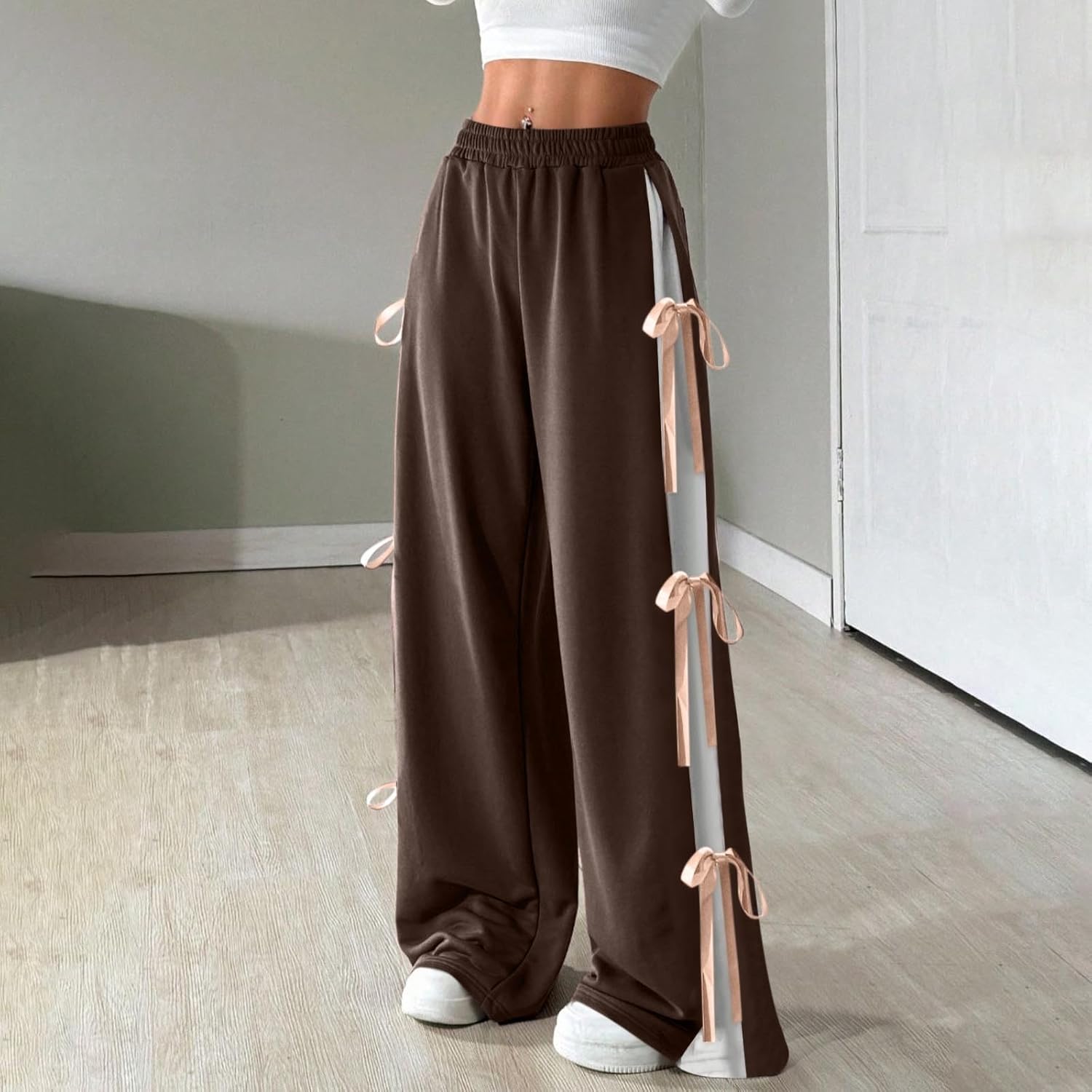 Adorable High Waisted Wide Leg Jogger Pants