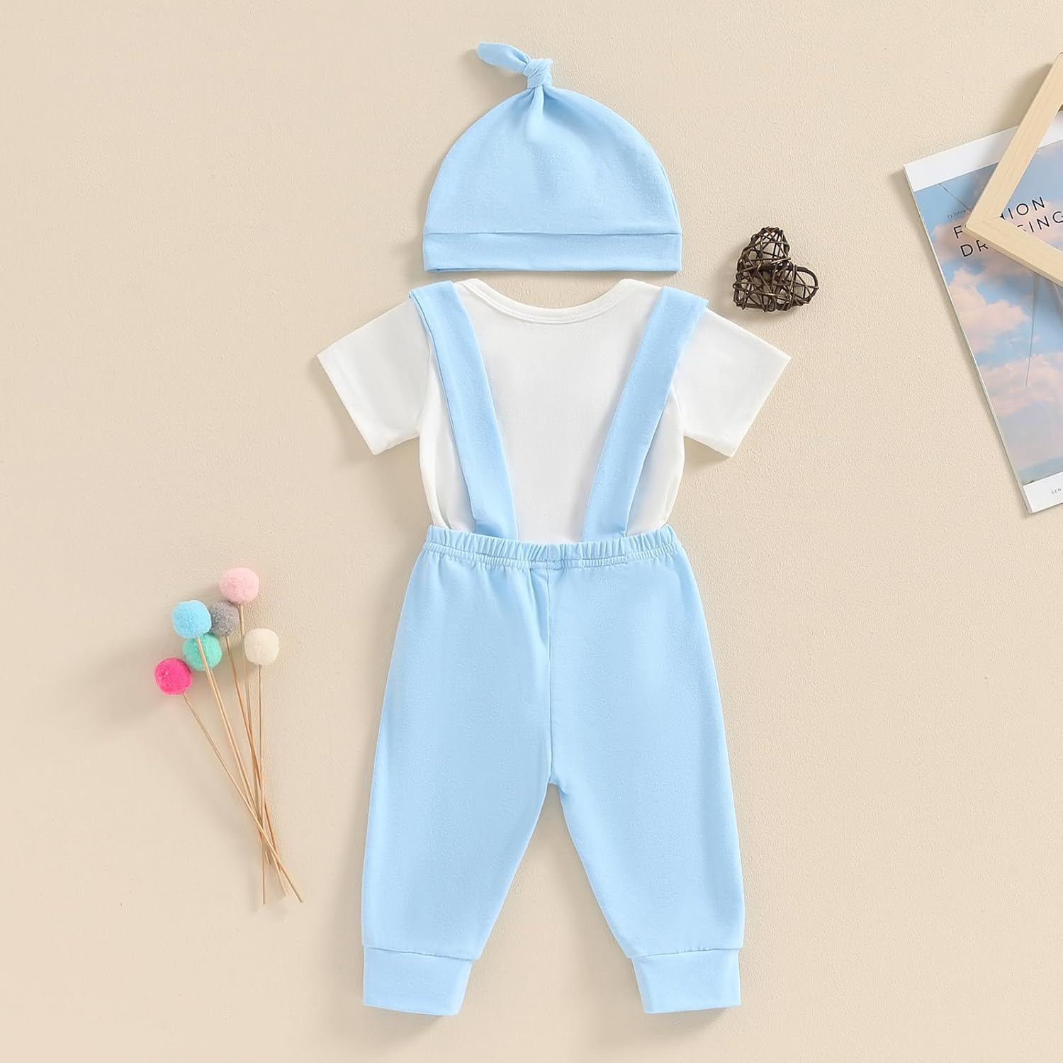 Frietlebird Newborn Baby Boy Coming Home Romper Pants 3Pcs Set