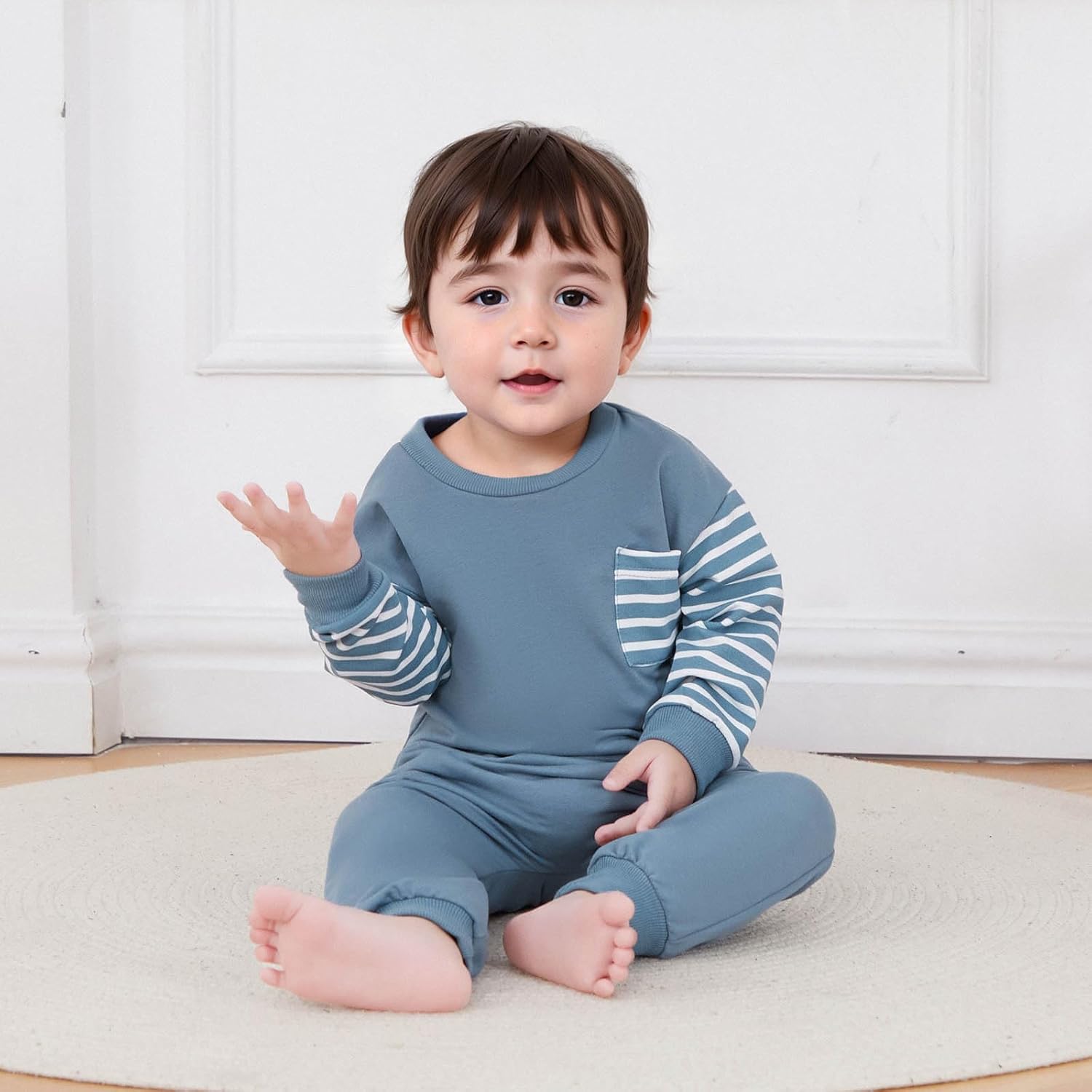 Front-Load 2-Piece Toddler Winter Outfits with Stripe Design