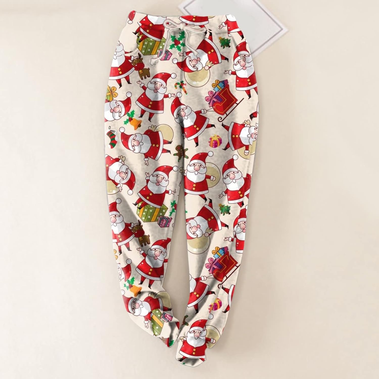 Chic Christmas Print Winter Jogger Pants for Women