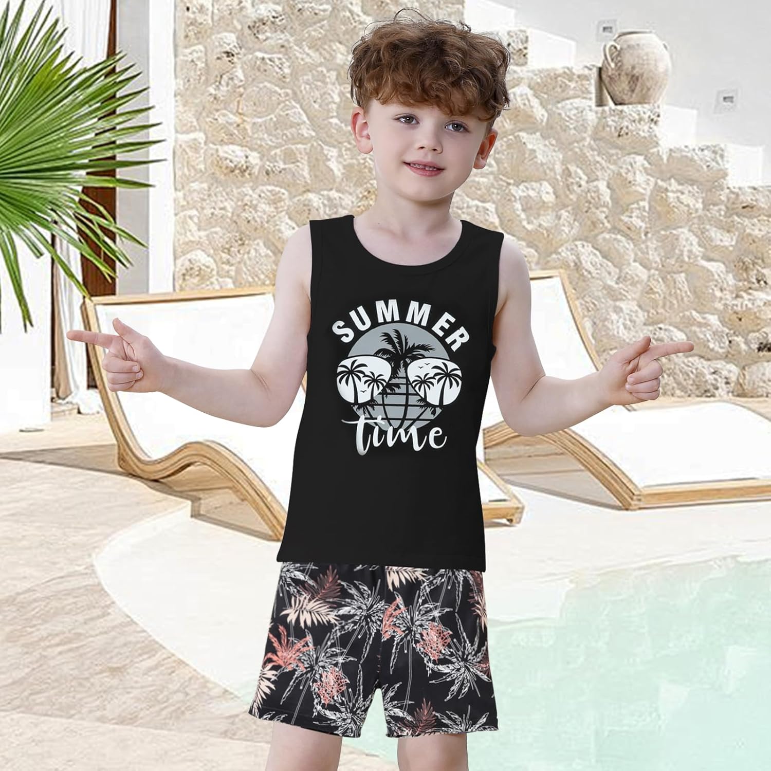 NARPLO Toddler Boy Clothes - Holiday Style Letter Print Tank Set