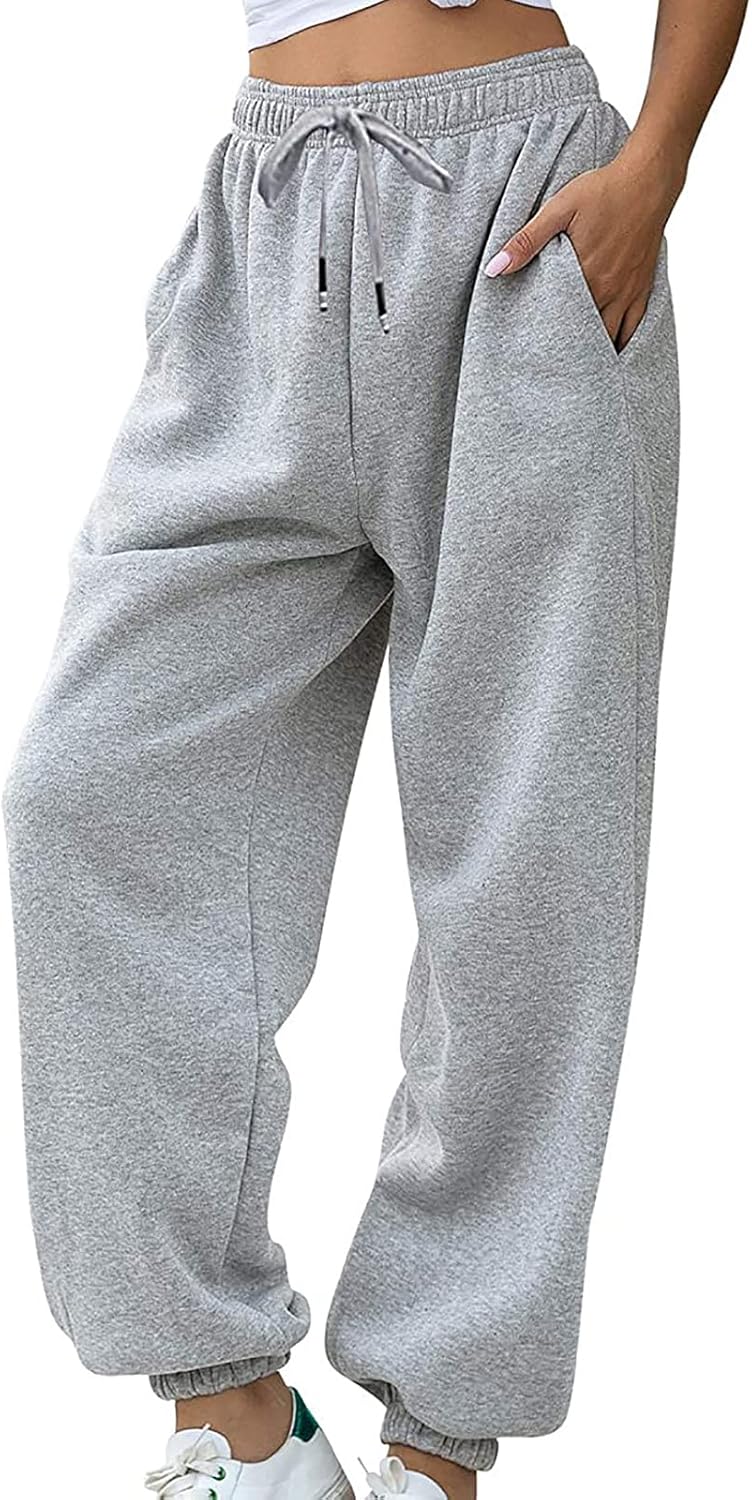 Trendy Drawstring Sweatpants for Women - Baggy Joggers with Pockets