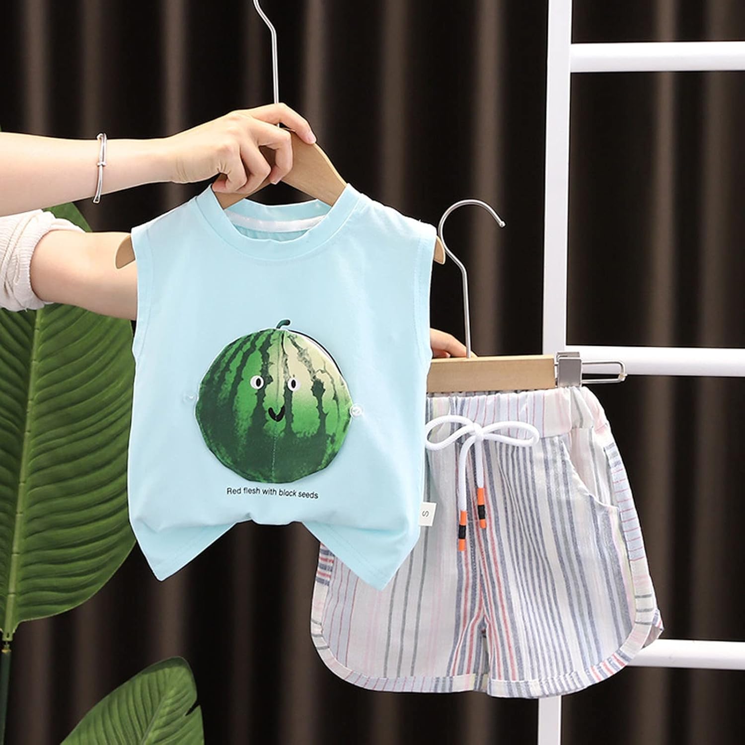 Sleeveless T-Shirt Tie Shorts Set for Baby Boys