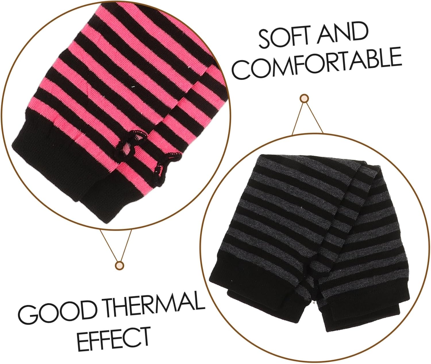 Ipetboom Women Striped Fingerless Gloves with Elbow Warmers