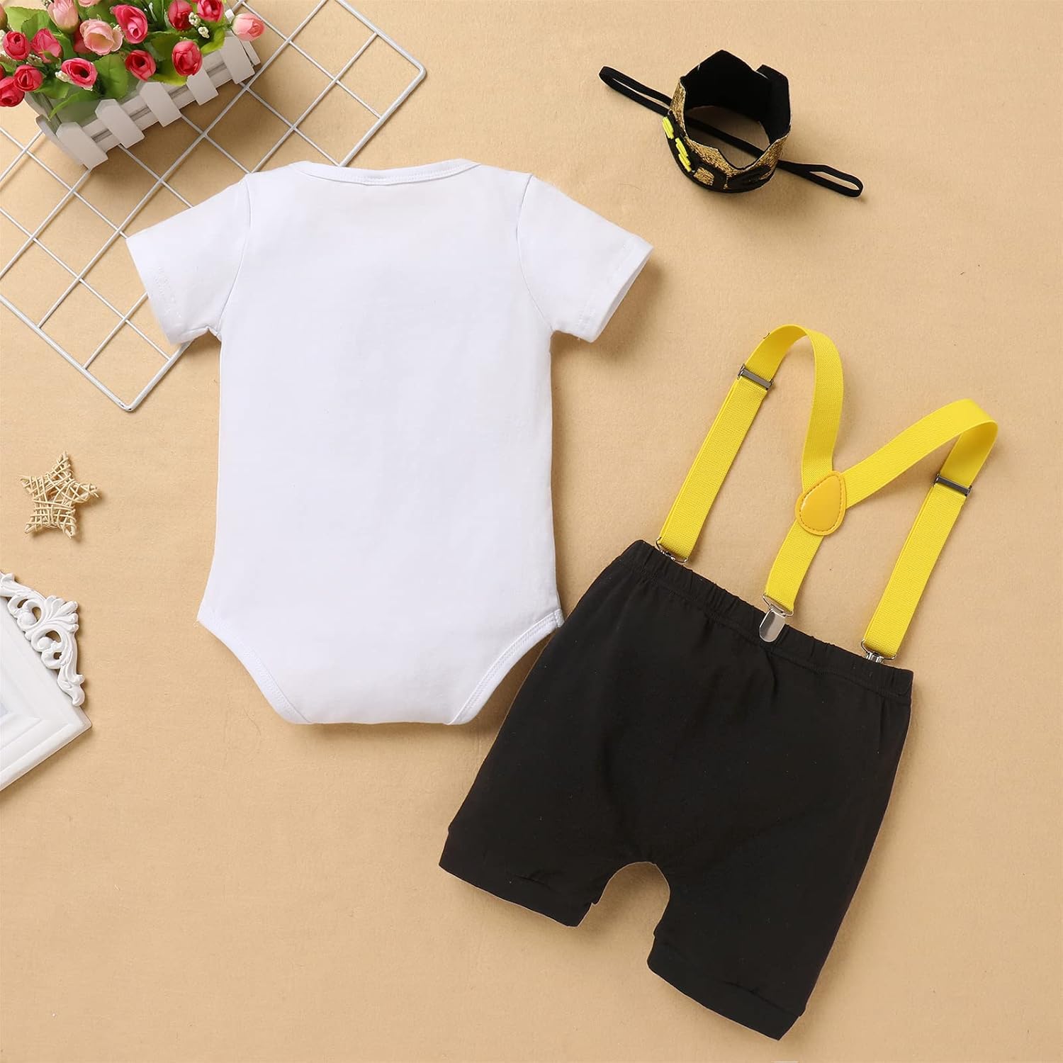 First Bee Day Baby Boy Romper Set