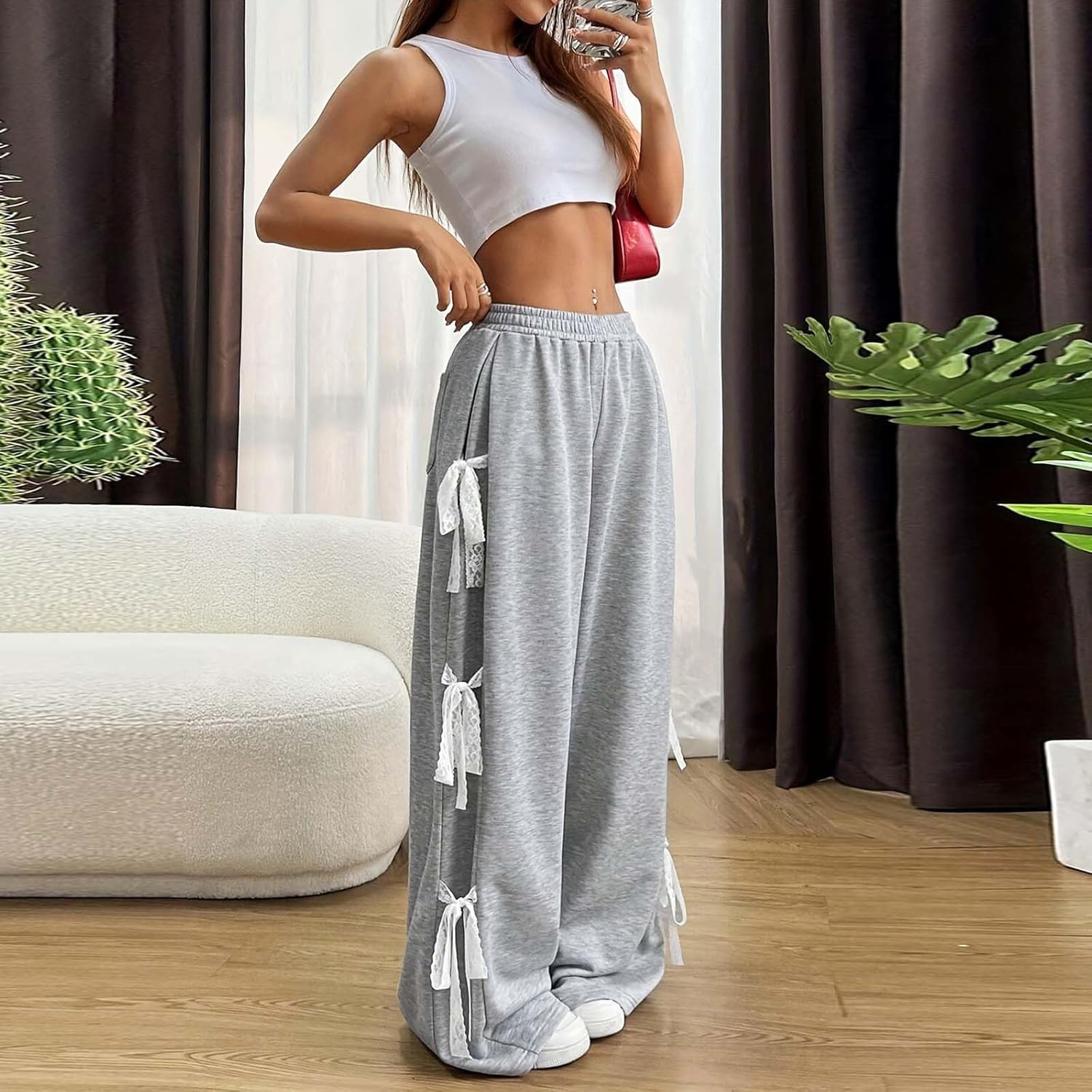 Chic Side Bow Tie Sweatpants