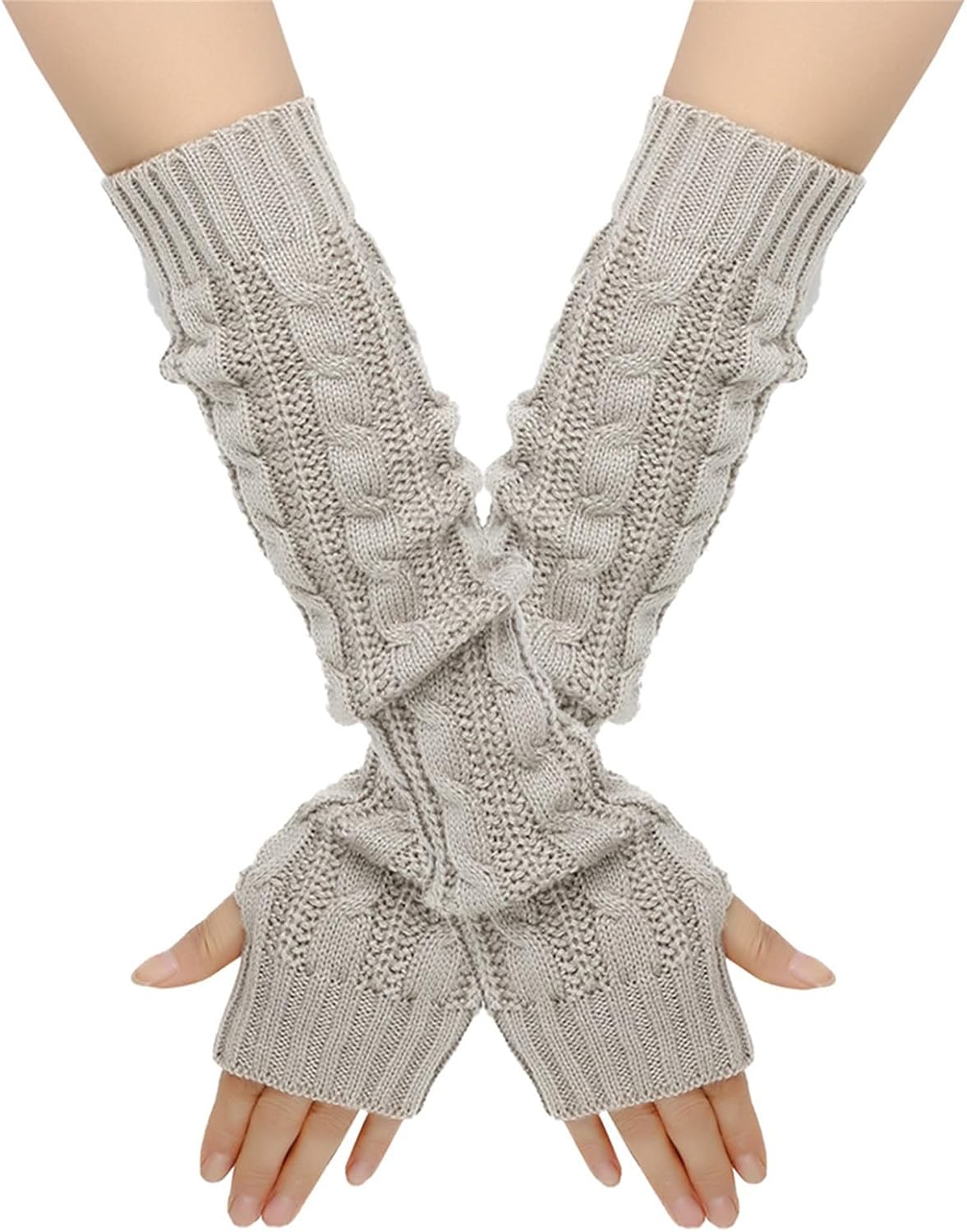 Winter-Friendly Design - Soft Long Fingerless Gloves for Women with Thumb Hole