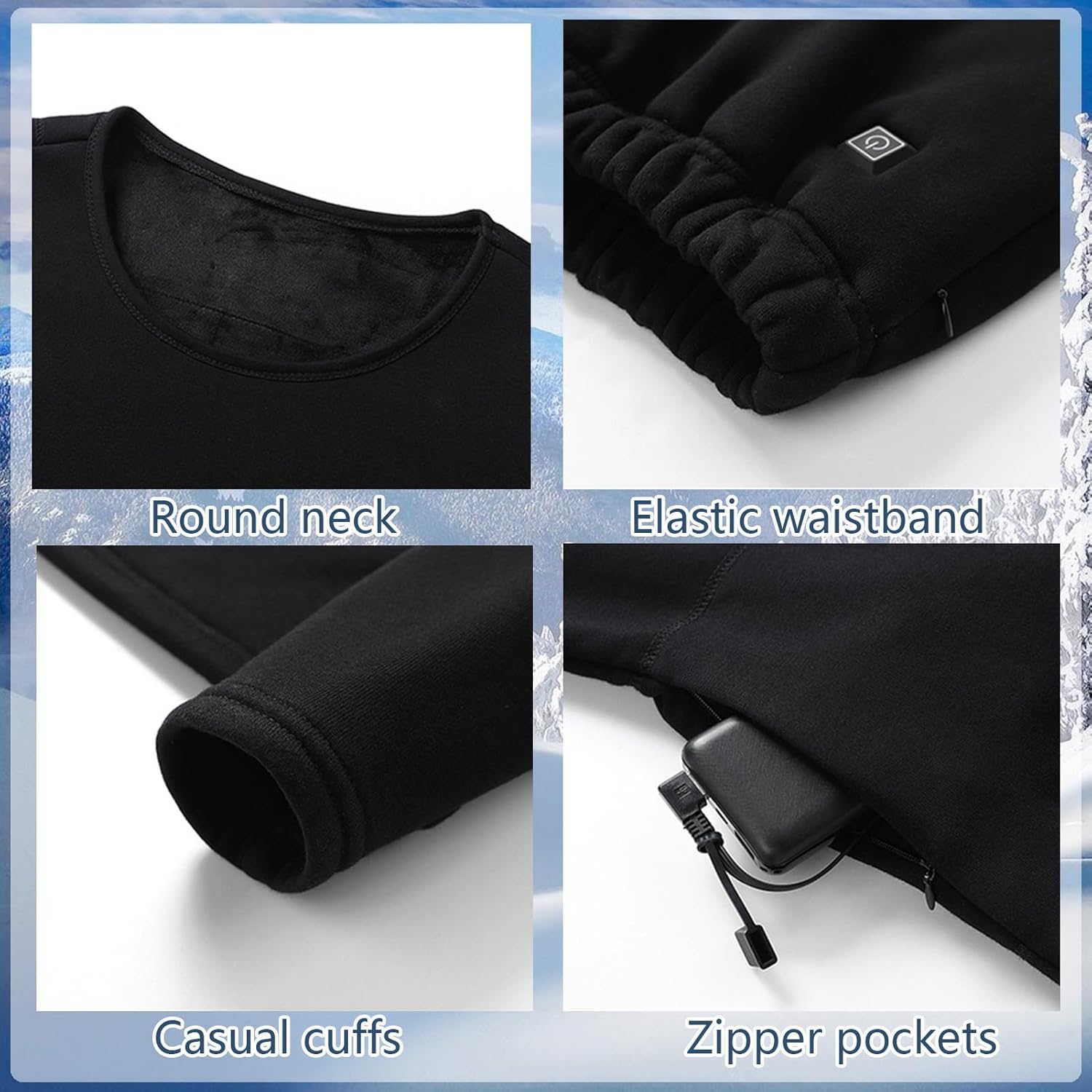 Womens Heated Underwear Set for Cold Weather